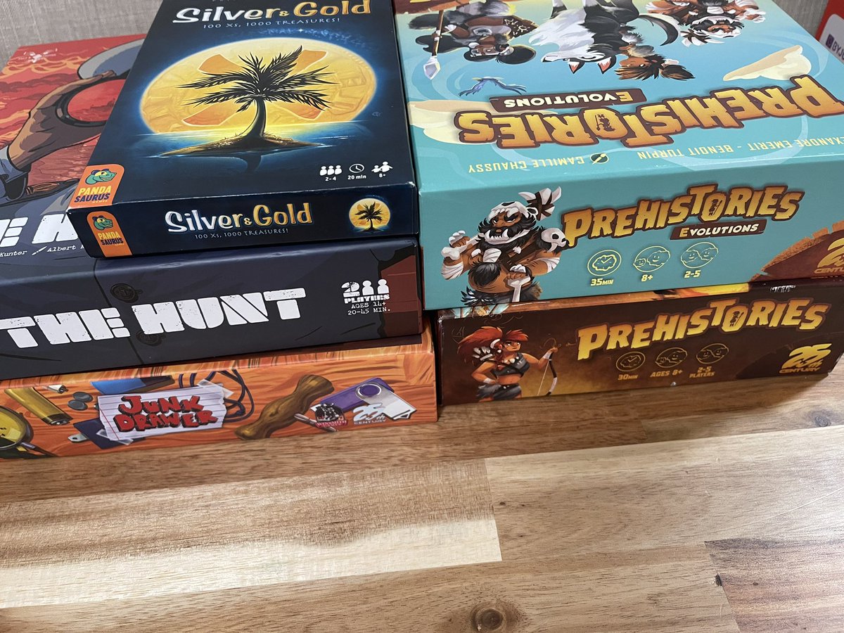 Gameboardmaster (@thegameboardco1) on Twitter photo This week🥰 silver & gold is 😘 super easy compact flip & write. The hunt was very exciting but noone can hide from me 😈 junk drawer was surprisingly the family friendly game from 3yrs old + and pre histories cave drawings got hilariously competitive <a href="/Pandasaurusgame/">Pandasaurus Games</a> <a href="/25thCG/">25th Century Games</a> This week🥰 silver & gold is 😘 super easy compact flip & write. The hunt was very exciting but noone can hide from me 😈 junk drawer was surprisingly the family friendly game from 3yrs old + and pre histories cave drawings got hilariously competitive <a href="/Pandasaurusgame/">Pandasaurus Games</a> <a href="/25thCG/">25th Century Games</a>