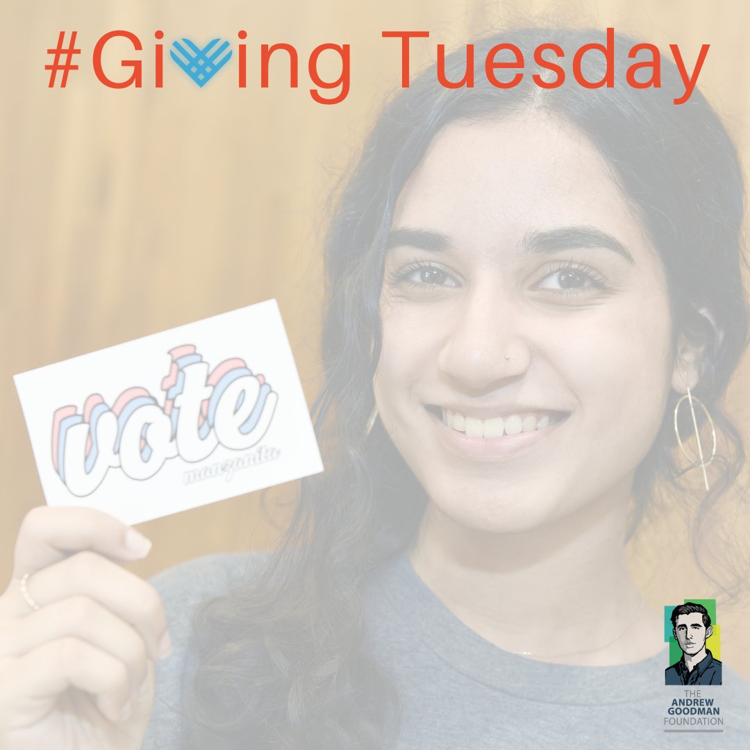 Through our Vote Everywhere program, we provide young people across the country with the tools, resources, and support they need to become civic leaders. 

#GivingTuesday #AndrewGoodman #AGFAlumni #VoteEverywhere