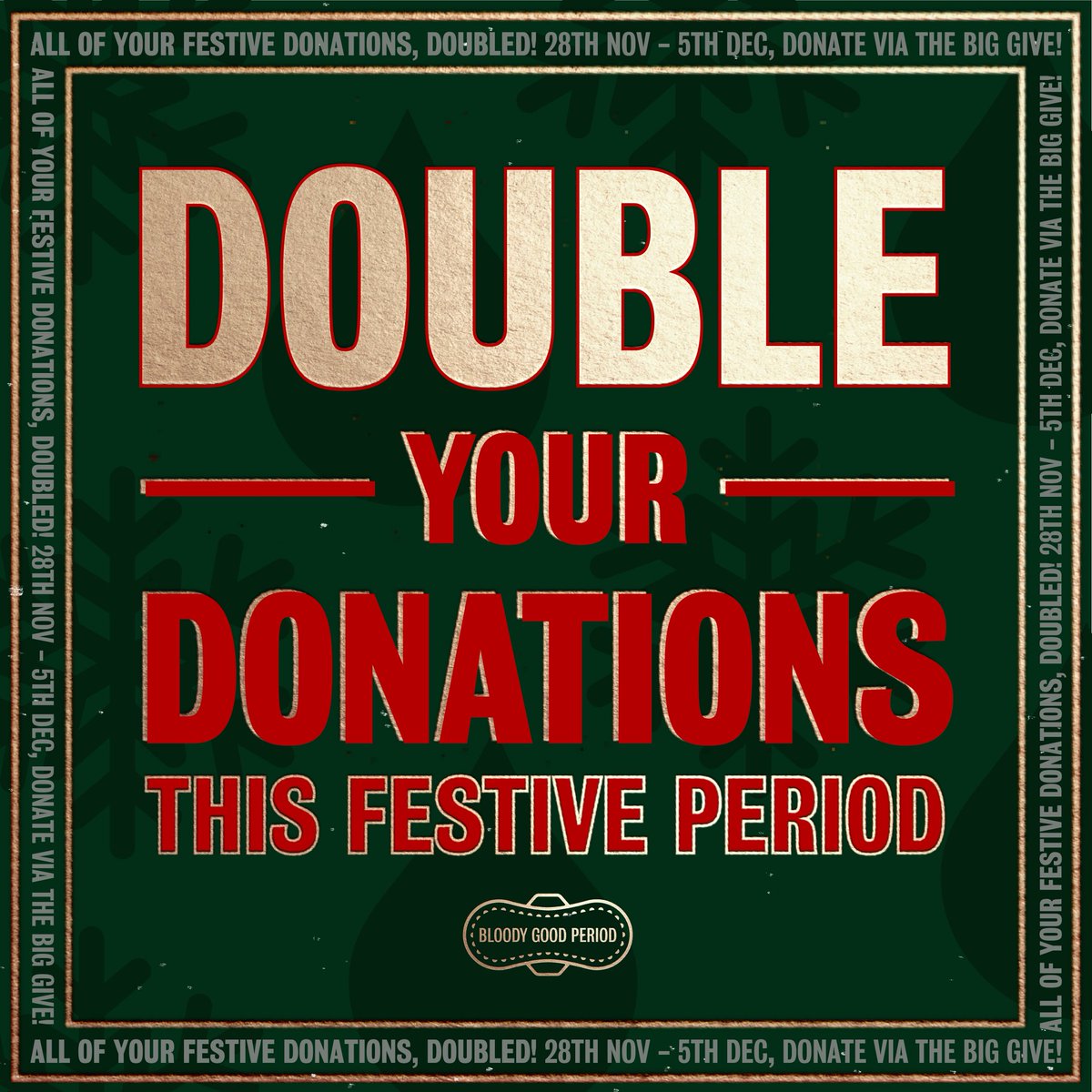 heatherswords's tweet photo. Dramatic return to this platform to announce that every donation made to Bloody Good Period will be DOUBLED until 5th Dec!!! BGP provides period products to those in need and menstrual education to refugee communities. If you can, pls donate and share! https://t.co/EY7WQh4G0I https://t.co/QBXHR2XTta
