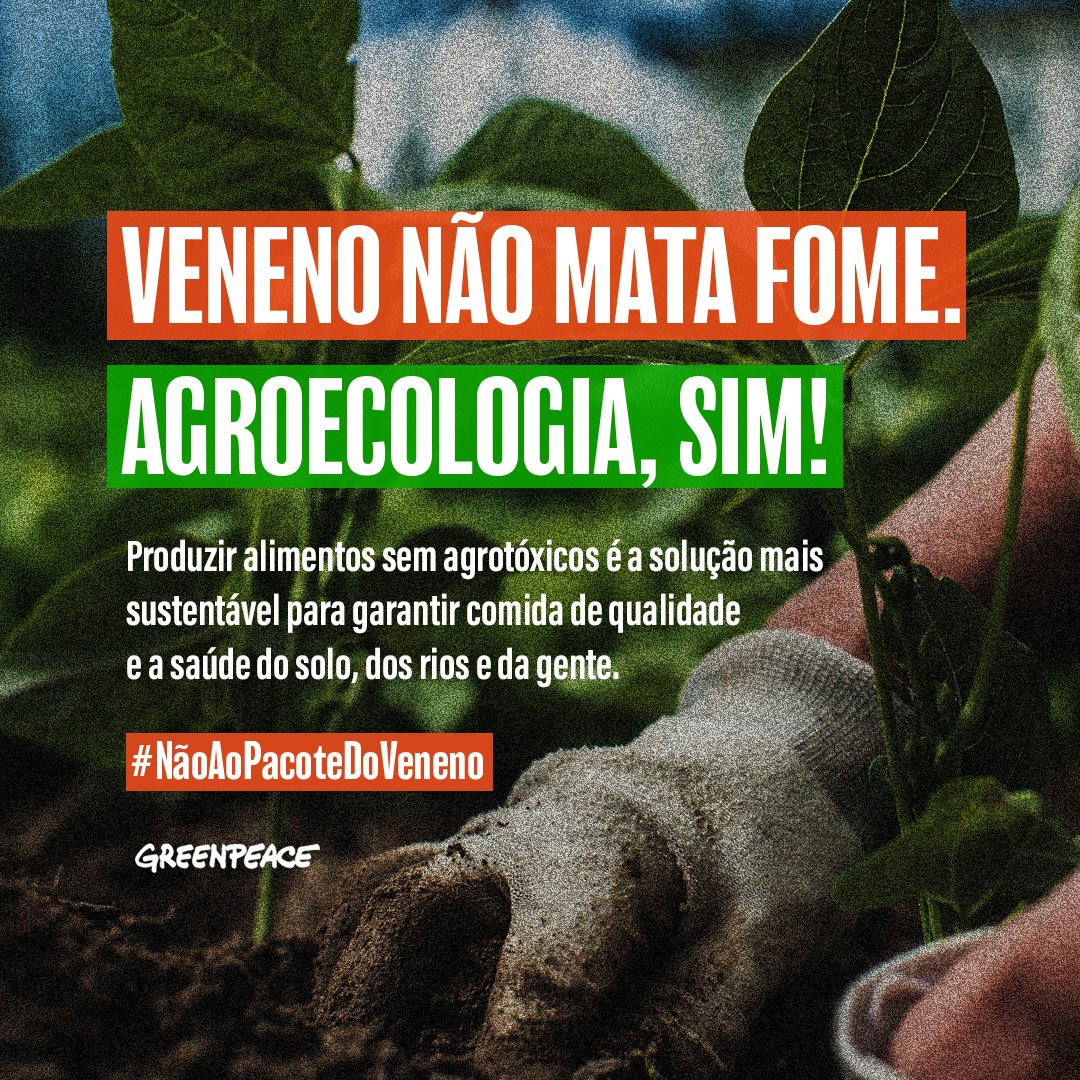GreenpeaceBR's tweet photo. A bancada Ruralista está rifando a sua saúde em prol de lucros e depredação. Comoditty não coloca comida na mesa. Pedimos #NãoAoPacoteDoVeneno. https://t.co/55KtotAfC1