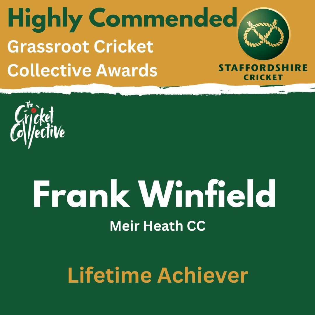 A massive congratulations to our club president Frank Winfield on winning the Lifetime Acheiver award at the presentation night for Staffordshire Cricket on Saturday. Thoroughly deserved for your hard work and commitment to MHCC over the many years of service.