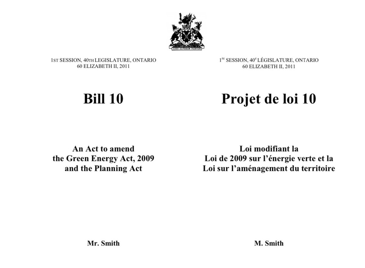 12 years ago today I introduced the Local Municipality Democracy Act to return decision making on new energy projects to communities. As Minister of Energy I’m proud to have delivered on this commitment. Mayors & council will continue to play a critical role in energy planning.