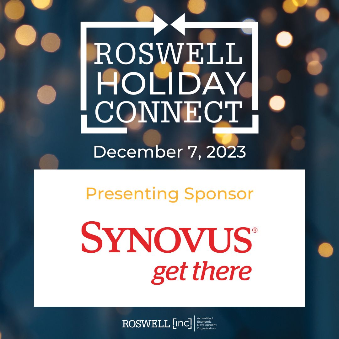 Roswell_Inc's tweet photo. Join us for the BIGGEST networking event of the year with over 200 attendees, 2023 Holiday Connect! A big shout out to Presenting Sponsor @synovusbank for sponsoring this event on Thursday, December 7th at Roswell City Hall. 
Tickets are on sale now at: https://t.co/MltCfRFQb8... https://t.co/ThizbsPV3Z