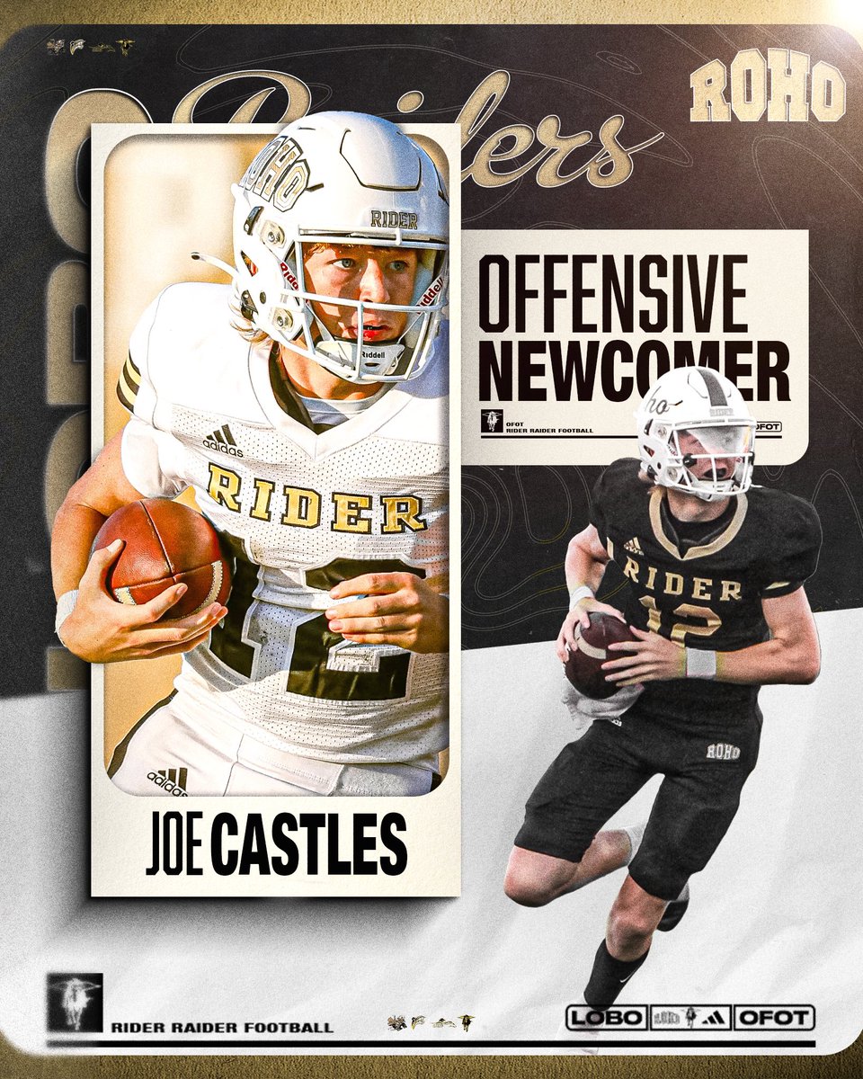 raiderfball's tweet photo. ⬛️🟨ALL-DISTRICT🟨⬛️

-Offensive Newcomer of the Year-

Soph. QB Joe Castles (@JoeCastles10 )

1690 Passing Yards
127 Completions
64.8% completion % (School Record)
24 Touchdowns

#ROHO | #OFOT | #LOBO https://t.co/mcMWeYGKSq