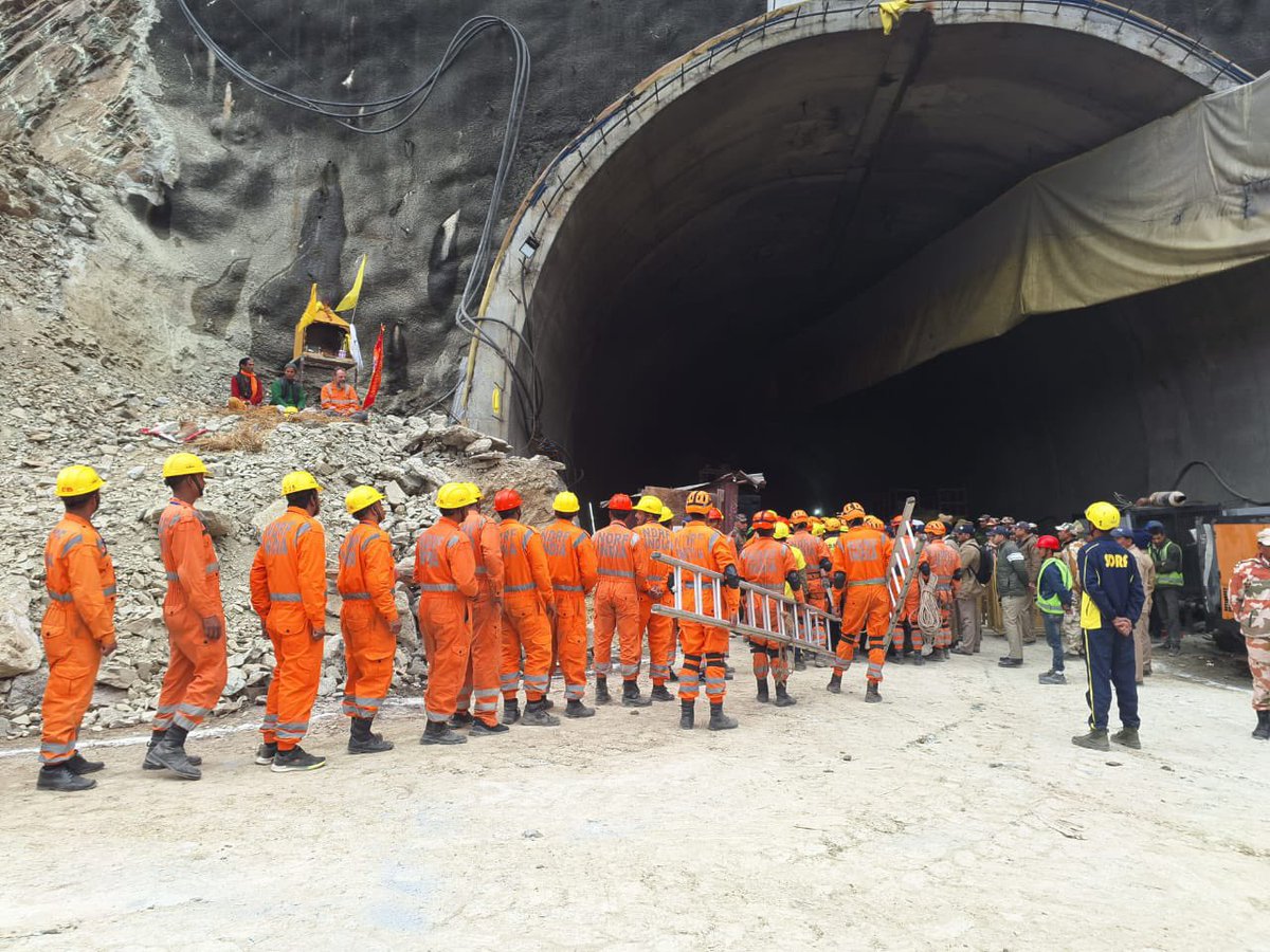 Godhamravi's tweet photo. "The miraculous #rescue of 41 laborers from #Silkyara tunnel in India. a testament to cutting-edge tech, unity, and empathy. This reflects the heart of a progressive and #inclusive #India, ensuring no one is left behind. 🇮🇳 #India #InclusiveProgress #UttarakhandTunnelRescue https://t.co/FrU1LcRVBP