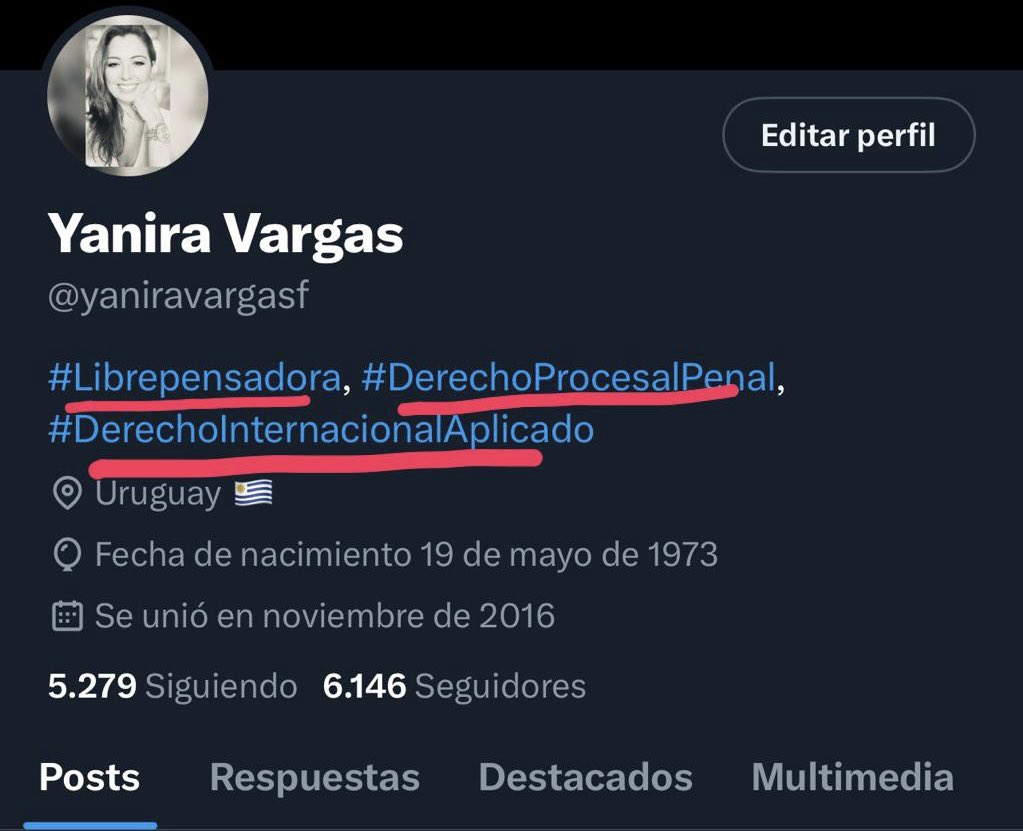 yaniravargasf's tweet photo. Es muy fácil. Tengo la petulancia de decir en mi perfil que soy una #Librepensadora y me considero una estudiosa del Derecho PROCESAL Penal…Los espero con gusto.
#ROU 🇺🇾 https://t.co/3CQvWaexPe