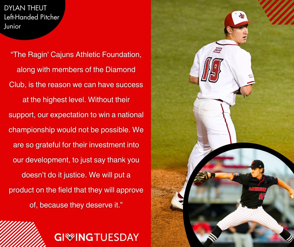 geauxRCAF's tweet photo. Hear from Dylan Theut about the pivotal role Louisiana Athletics investments plays in elevating the team to succeed at the highest level.⚾️

GIVE NOW➡️ https://t.co/75vjtBRyxx

#GeauxRCAF | @RaginCajunsBSB ⚜️ https://t.co/xrNJKVqndw