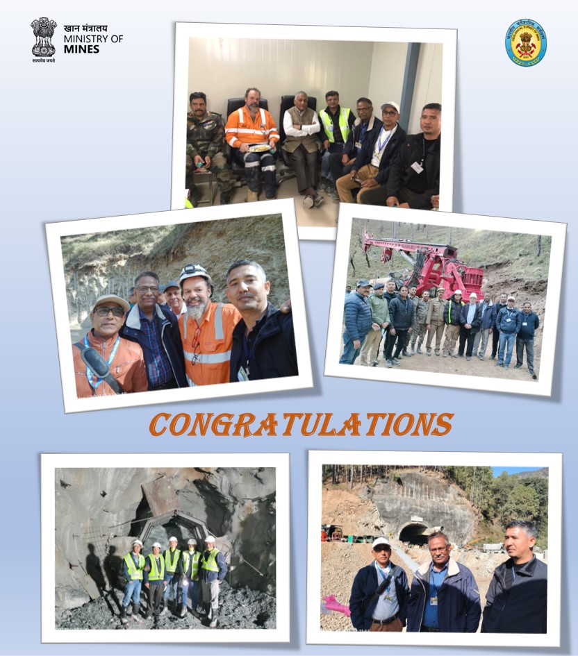 GeologyIndia's tweet photo. GSI congratulates Team India for successfully rescuing the 41 brave hearts trapped inside the Silkyara tunnel in Uttarakhand and salutes the team for the relentless and profound efforts. GSI is particularly fortunate to play its role in this collective endeavour. #GoodGovernance https://t.co/apidphWxGr