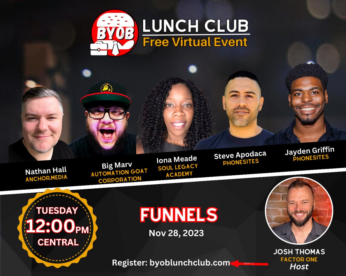 What are you doing today for lunch?

Want to join me and some badass entrepreneurs? 

We are going to discuss Funnels.

Comment BYOB if you want an invite 👇👇👇