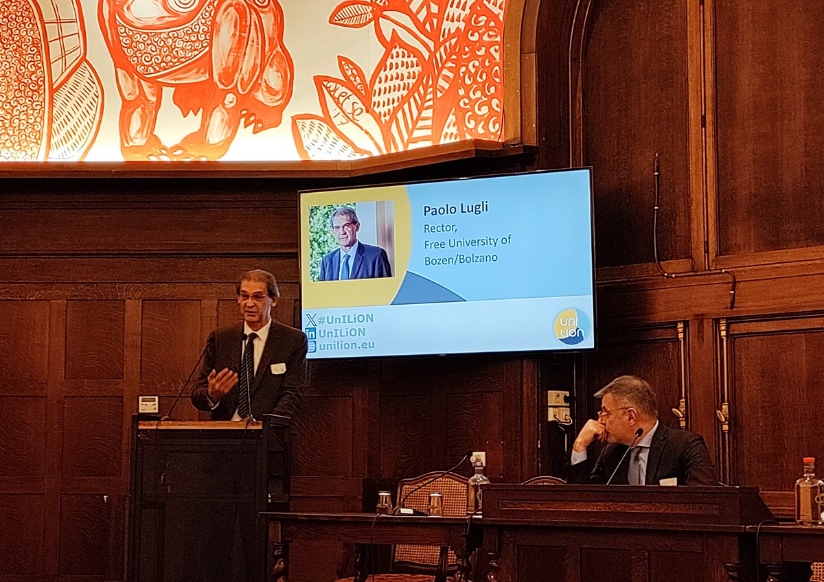 Dr. Paolo Lugli, rector of <a href="/unibz/">UNIBZ</a> presents the perspective on #ScienceForPolicy of an institution that is strongly regionally embedded at the #UnILiON annual event.  
🖇️Interaction with policy makers is a key activity for institution that contribute to regional innovation.