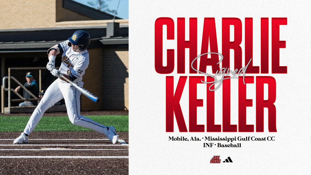 Jax State Baseball (@jaxstatebb) on Twitter photo Coming back to Alabama! Mobile product Charlie Keller (<a href="/charliekeller34/">Charlie Keller</a>) joins the Gamecocks...He was named to the 2023 All-MACC Team as a freshman!
Mississippi Gulf Coast CC ➡️Jax State Coming back to Alabama! Mobile product Charlie Keller (<a href="/charliekeller34/">Charlie Keller</a>) joins the Gamecocks...He was named to the 2023 All-MACC Team as a freshman!
Mississippi Gulf Coast CC ➡️Jax State