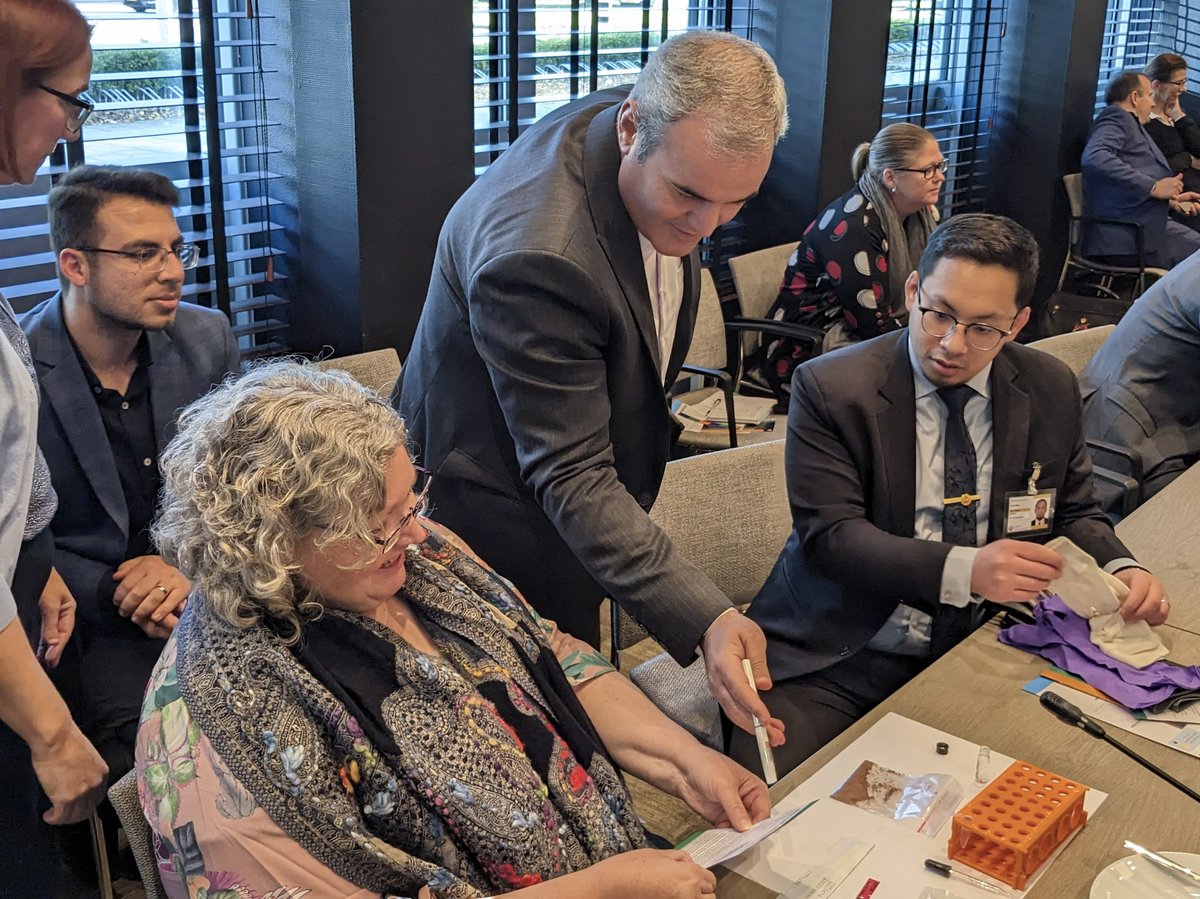 OPCW's tweet photo. Uniting science and diplomacy is key to advancing the #ChemicalWeaponsConvention 🫱🏽‍🫲🏿👩🏿‍🔬

At #CSP28, the #OPCW presented ‘Science for Diplomats’, a knowledge-sharing initiative where experts engage diplomats on science and technology relevant to the CWC. https://t.co/g9avBWKZOW