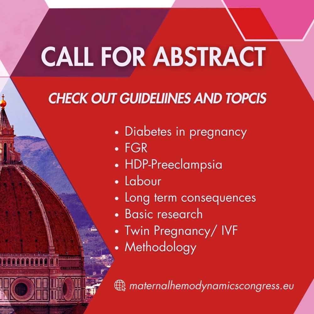 Calling feto-maternal medicine specialists to participate in the call for abstracts for the 5th International Congress on #MaternalHemodynamics Learn more👉: bit.ly/3T1FHUZ @Christoph_Lees @GenesisTrustUK @TruffleStudy @SymposiumOffice #IWGMH #CardioTwitter