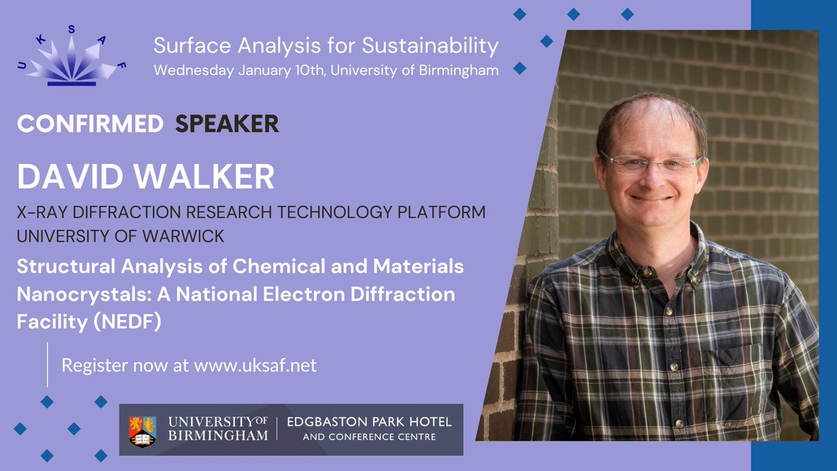 UKSAF (@uksaf1) on Twitter photo We are please to confirm <a href="/SheepzDave/">Dr David Walker</a> from <a href="/RTP_Warwick/">RTP Warwick</a> who will be telling us about the new National Facility for Electron Diffraction.
Meeting registration is still open at uksaf.net We are please to confirm <a href="/SheepzDave/">Dr David Walker</a> from <a href="/RTP_Warwick/">RTP Warwick</a> who will be telling us about the new National Facility for Electron Diffraction.
Meeting registration is still open at uksaf.net
