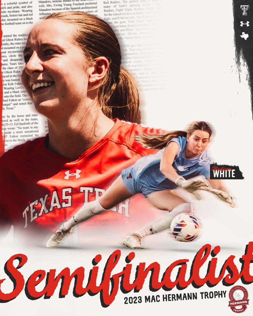 TexasTechSoccer's tweet photo. The accolades keep rolling in!
We've got not one but two Semifinalists for the prestigious Mac Hermann Award (National Player of the Year) ‼️
⚽️ @hannah8anderson
⚽️ @madisonwhiteeee
#WreckEm | @HermannTrophy https://t.co/DumHcElv12