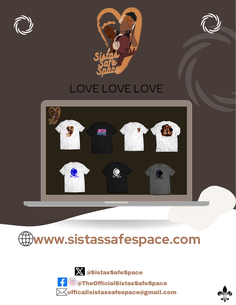 sistassafespace's tweet photo. Have you Check out
#SistasSafeSpace🌙✨New website??
Exclusive Merch Available Now for Pre Orders
https://t.co/nhNwgIsiuC
#BodhiDesignz #PettyPlease #ShelsLunaa #MoonLightCollection #SistasSafeSpace #Rileyunlockd #BodhiDidThat #SistasVerse
#DaBatMGMT #LeadInLove
#LoveStrikesHarder #LoveLoveLove
#LovePourFest