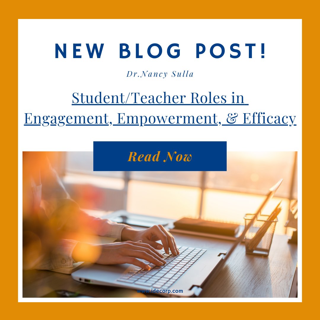 If you want students who learn at high levels, can apply that learning, and retain that learning for the long term, build learning environments that move students from engagement to empowerment to efficacy. Read more from <a href="/nsulla/">Nancy Sulla</a> here idecorp.com/student-teache…  #engagement