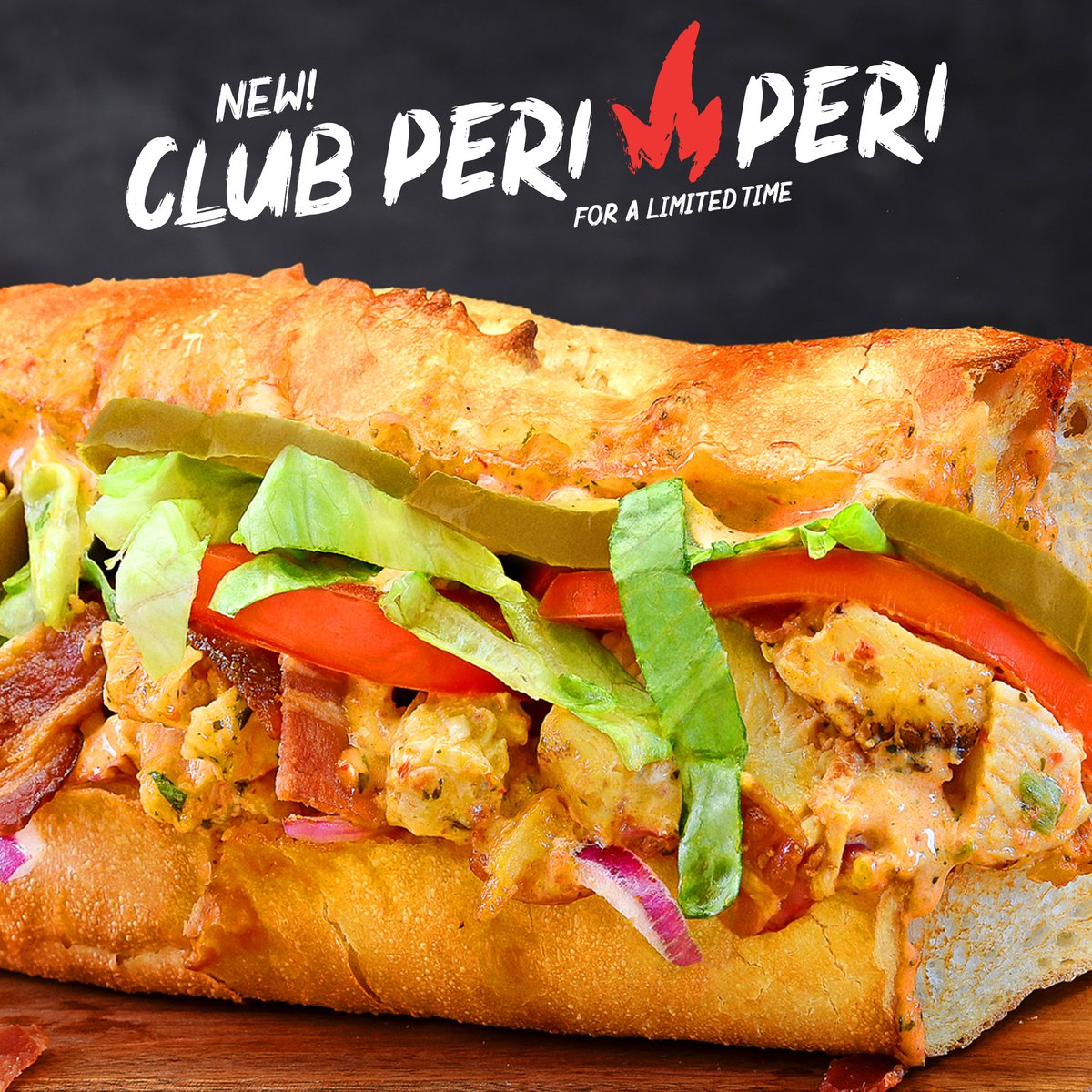 Hey, hot stuff 😉 Try our NEW Club Peri Peri Chicken sub. Full of BOLD, SPICY flavor. 🔥🌶