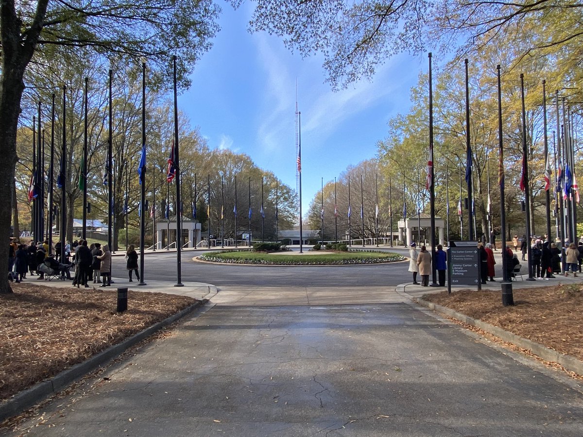 Christie Diez (@christieontv) on Twitter photo The <a href="/CarterCenter/">The Carter Center</a> staff all came outside to line the circle of flags to watch Mrs. Carter’s casket leave the Center one last time.
Each flag is at half staff in preparation for the motorcade to leave around 11:30am. #11Alive The <a href="/CarterCenter/">The Carter Center</a> staff all came outside to line the circle of flags to watch Mrs. Carter’s casket leave the Center one last time.
Each flag is at half staff in preparation for the motorcade to leave around 11:30am. #11Alive