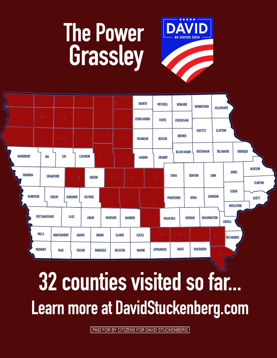 stuckenbergiowa's tweet photo. 32 Iowa counties visited so far! @DrStuckenberg will be back on the road in Iowa soon. If you want us to come see you send an email to iowa@davidstuckenberg.com https://t.co/yGl1VLbVCb
