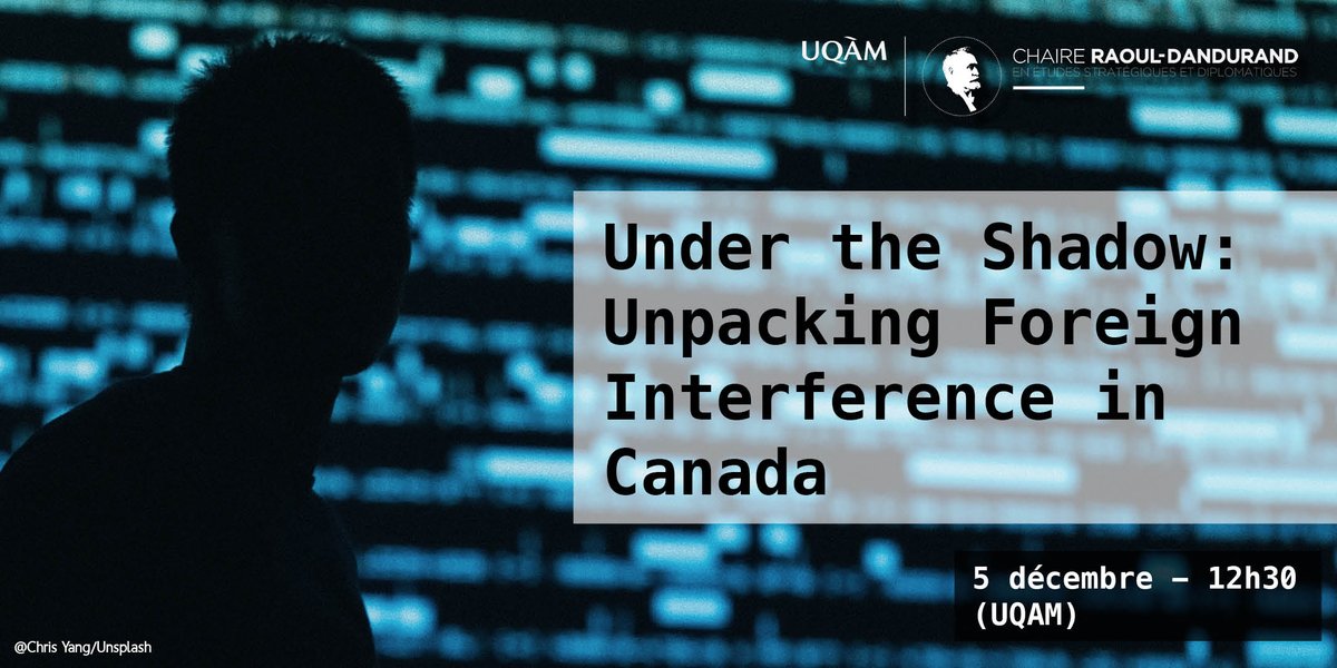ChaireRaoulDandurand (@rdandurand) on Twitter photo 📍Mardi 5 déc - 12:30 - en ligne & en personne
🇨🇦Quelles sont les stratégies employées par le gouvernement chinois pour infiltrer le monde universitaire canadien?
Pour en savoir +👉conférence de Benjamin Fung <a href="/bfung123/">Benjamin Fung</a> animée par Simon Hogue
Inscription eventbrite.ca/e/billets-unde… 📍Mardi 5 déc - 12:30 - en ligne & en personne
🇨🇦Quelles sont les stratégies employées par le gouvernement chinois pour infiltrer le monde universitaire canadien?
Pour en savoir +👉conférence de Benjamin Fung <a href="/bfung123/">Benjamin Fung</a> animée par Simon Hogue
Inscription eventbrite.ca/e/billets-unde…