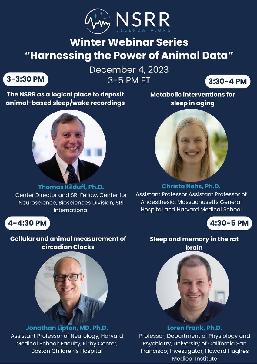 Join us on Monday, December 4th, from 3-5 p.m. EST for our 2023 #NSRRWinterWebinarSeries on animal #data! CC: @NHLBI The event is free, but registration is required: partners.zoom.us/webinar/regist…