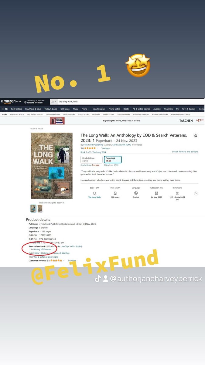 No. 1 !!! 🔝 
Couldn’t be happier! Absolutely my privilege to edit this amazing anthology of veterans’ stories for @felixfundofficial 🤩

#anthology #veterans #military #eod #bombdisposal #felixfund #charity #number1