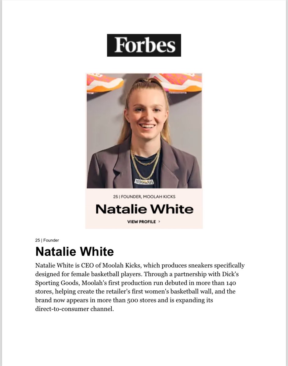 client Natalie White of @moolahkicks named to Forbes 30 under 30!!! forbes.com/sites/brettkni…