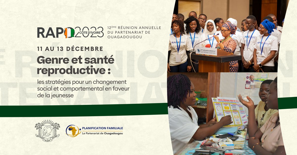 Aujourd'hui, il est essentiel de souligner le rôle de la #PF en tant que catalyseur d'un meilleur bien-être social, comportemental et économique de la population, en particulier des jeunes. 
Rejoignez-nous en ligne lors de la #RAPO2023 en vous inscrivant ici :