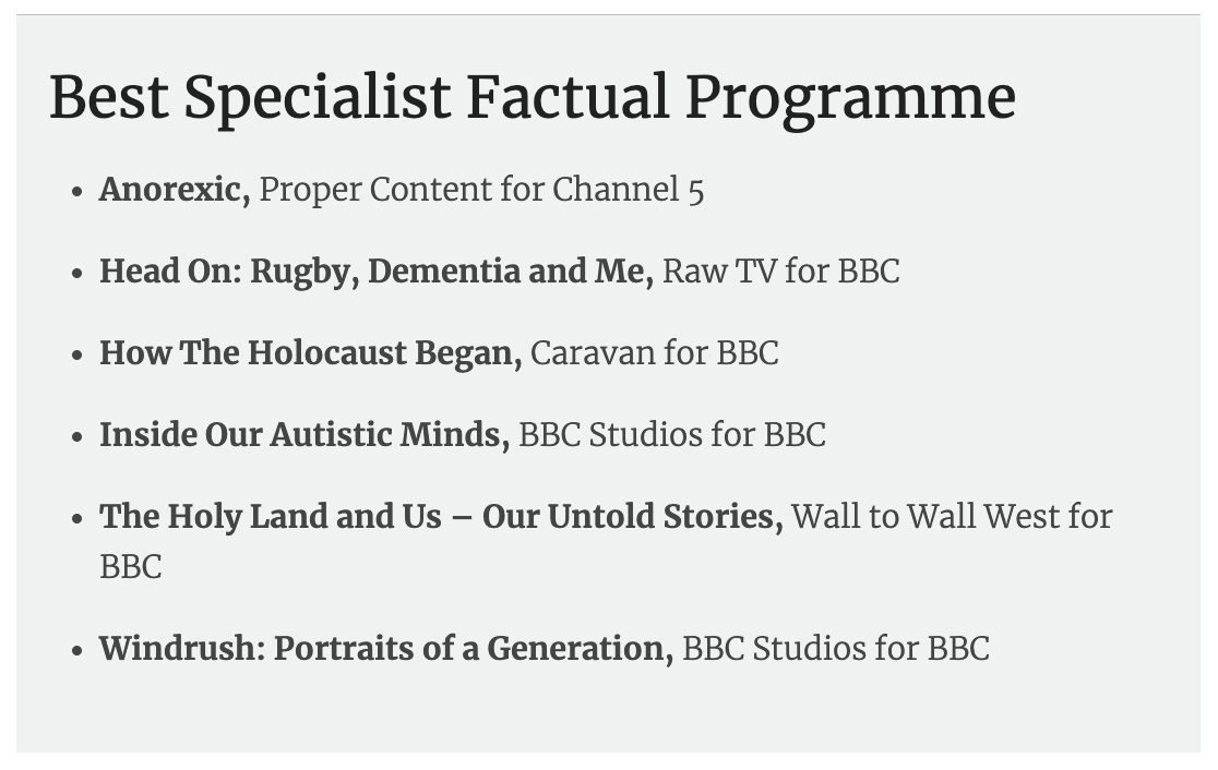 Chuffed to bits that #InsideOurAutisticMinds has been nominated for a Broadcast Award, alongside some seriously impressive films. Thanks
@Broadcastnow!