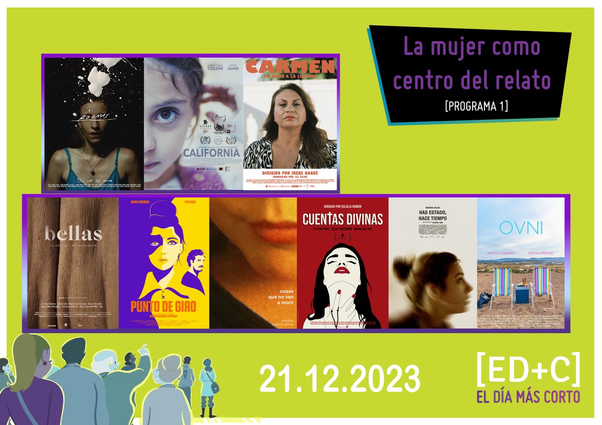 🎬Aquí les presentamos los seleccionados en la categoría ''La Mujer como Protagonista'' 

 ¡Les invitamos a todos a ver estos gran selección de cortos el 21 de diciembre en ED+C! 🤩 

#ElDíaMásCorto #CineCorto #EventoCultural #CortometrajeEspañol