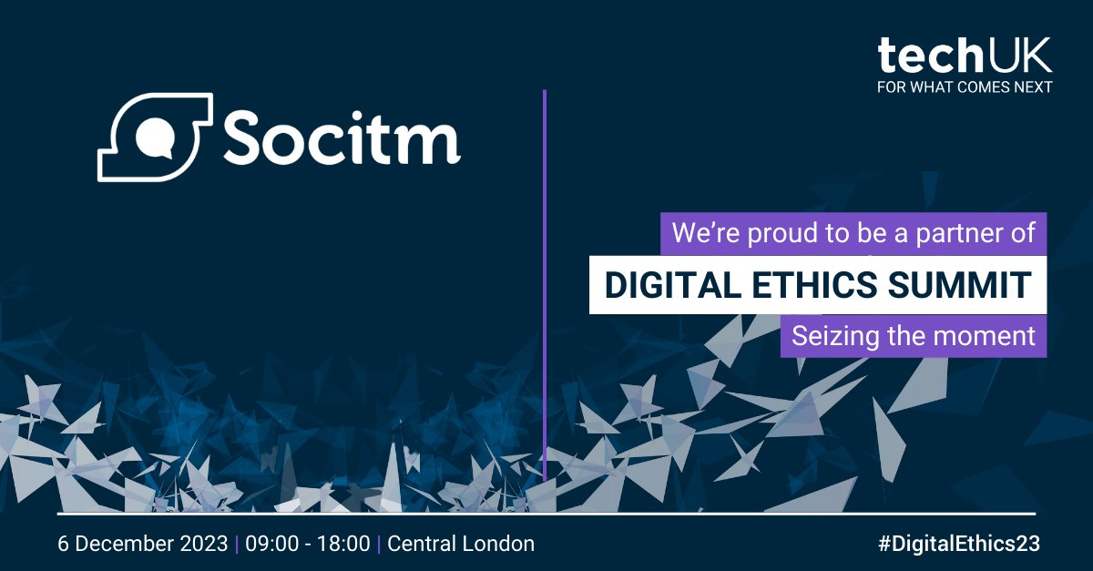 🌟 Proud partners of @techUK’s Digital Ethics Summit 2023! 

Join us on Wednesday 6 December in London for vital discussions on AI ethics, policy, and responsible tech use. 

Let's shape the future together. 

Book now: bit.ly/3GrqXHL 

#DigitalEthics23 #AIEthics