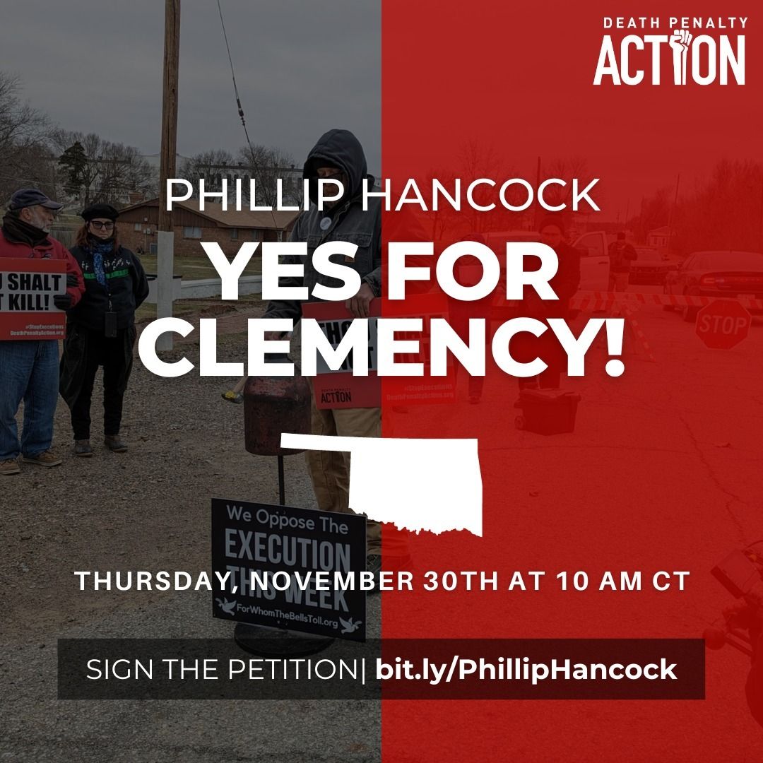 OFG_ok's tweet photo. Despite receiving a clemency recommendation from the Oklahoma Board of Pardon &amp; Parole, #PhillipHancock remains scheduled for execution next week unless Gov. Stitt intervenes. Sign the petition to voice your support for clemency!

https://t.co/PXLgyIAn5y

📷 @deathpenaltyaction https://t.co/ZLOjCSp3mk