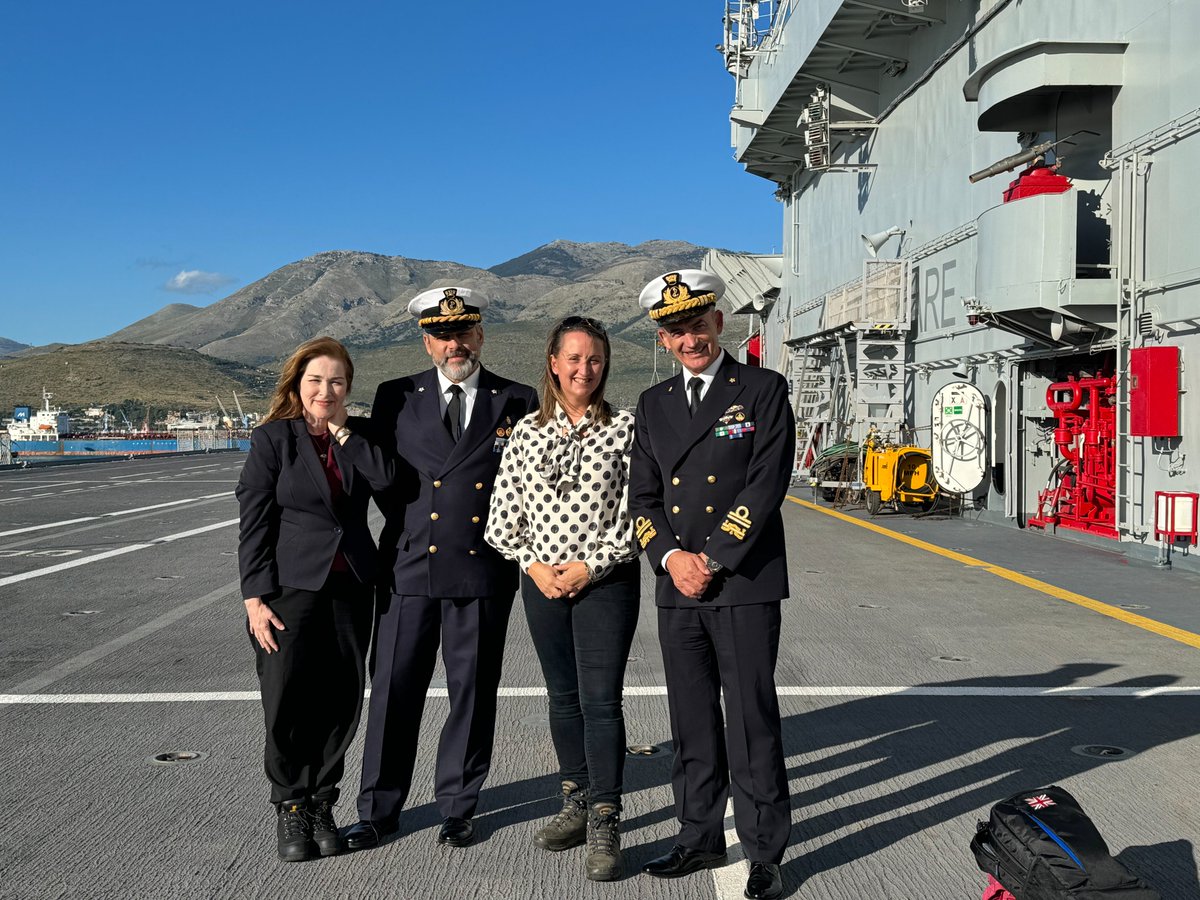 KaijaLarke's tweet photo. Delighted This Media Larke supported @NATO_MARCOM on Ex Dynamic Mariner in the Med. Providing Media Simulation &amp; Training to personnel from 14 nations, filming from helos and living in a top bunk on an Italian aircraft carrier alongside @sarahlockett What a way to make a living! https://t.co/x6WCbxt1Mu
