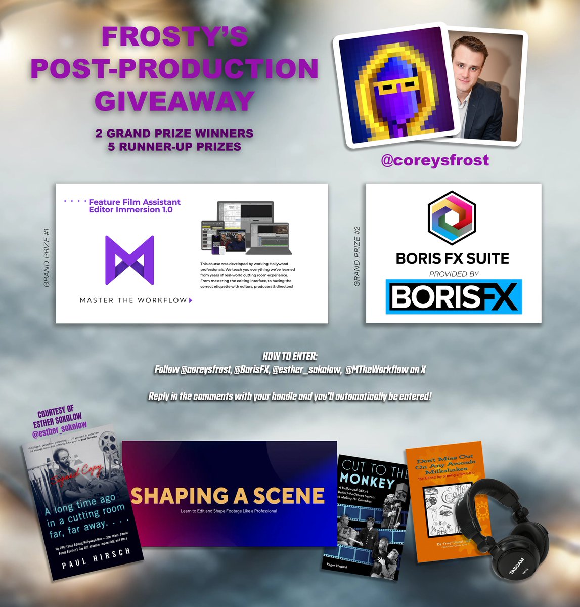 UPDATE: <a href="/borisfx/">Boris FX</a> is gifting a FREE 1 yr subscription to BorisFX Suite!!! WUT!?👀 Previous entrants are automatically entered! #MasterTheWorkflow will be raffled TOMORROW! I will choose BorisFX Suite &amp; the rest of the winners Friday! #postchat #postproduction #filmmaking #Editor