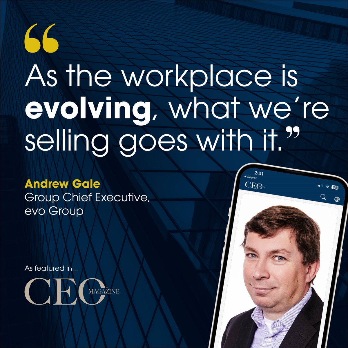 As evo continues to expand its business supplies and services offering, evo Chief Executive, Andrew Gale, discusses adapting to market trends in his latest <a href="/theCEOmagazine/">CEO-Magazine</a> interview.

Find out more: hubs.li/Q02bcF6h0