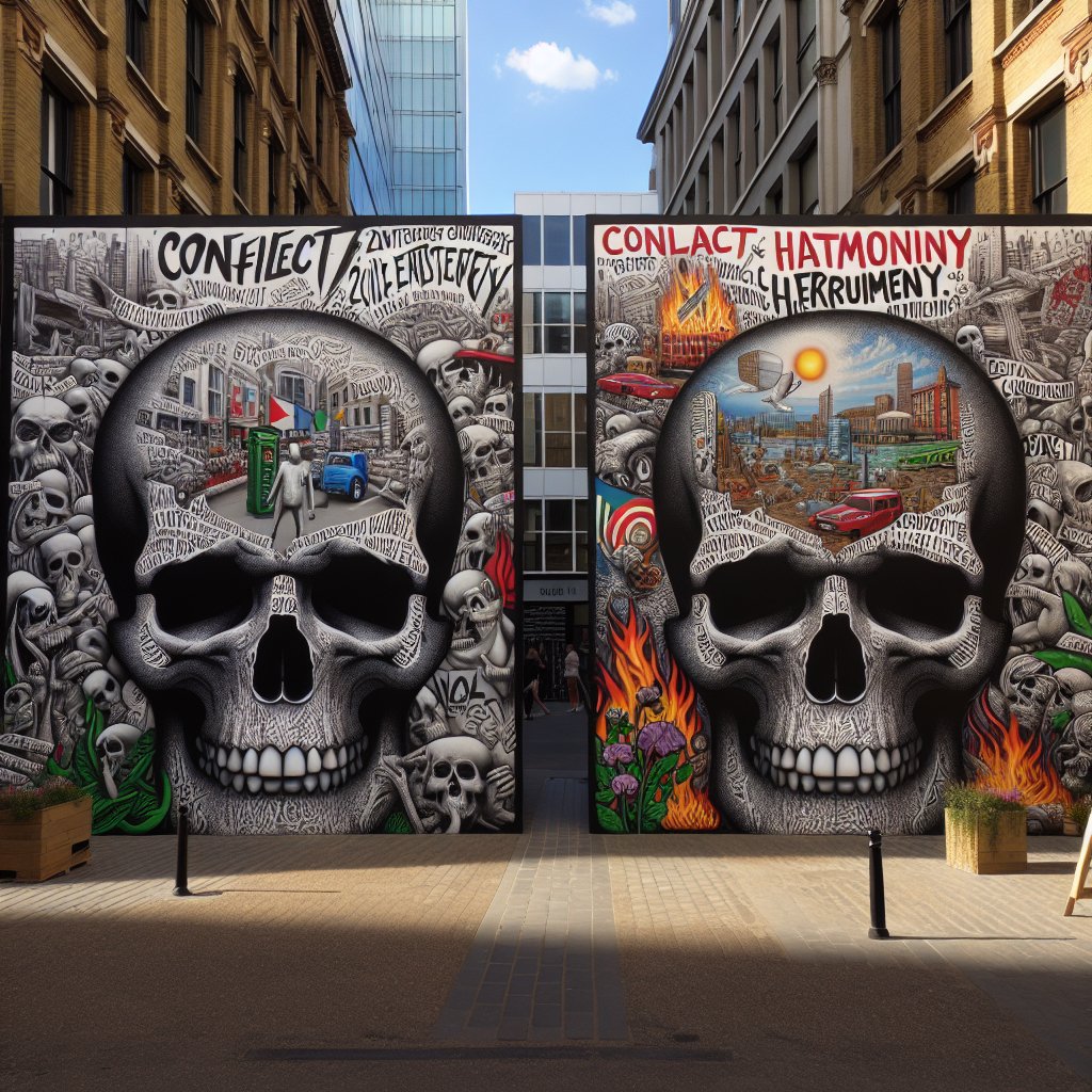 ZilongWang90's tweet image. Amid the echoes of chaos, our bones whisper for peace. #WarAndPeace #UrbanReflection #GraffitiArt #AIGC #OpenAI

混沌の反響の中で、私たちの骨が平和をささやく。#戦争と平和 #都市の反映 #グラフィティアート #AIGC #OpenAI