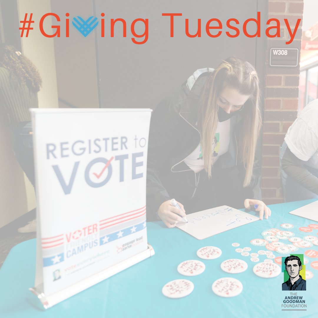 Our mission is simple yet powerful: to make young voices and votes a powerful force in our democracy. #AndrewGoodman #GivingTuesday #AGFAlumni