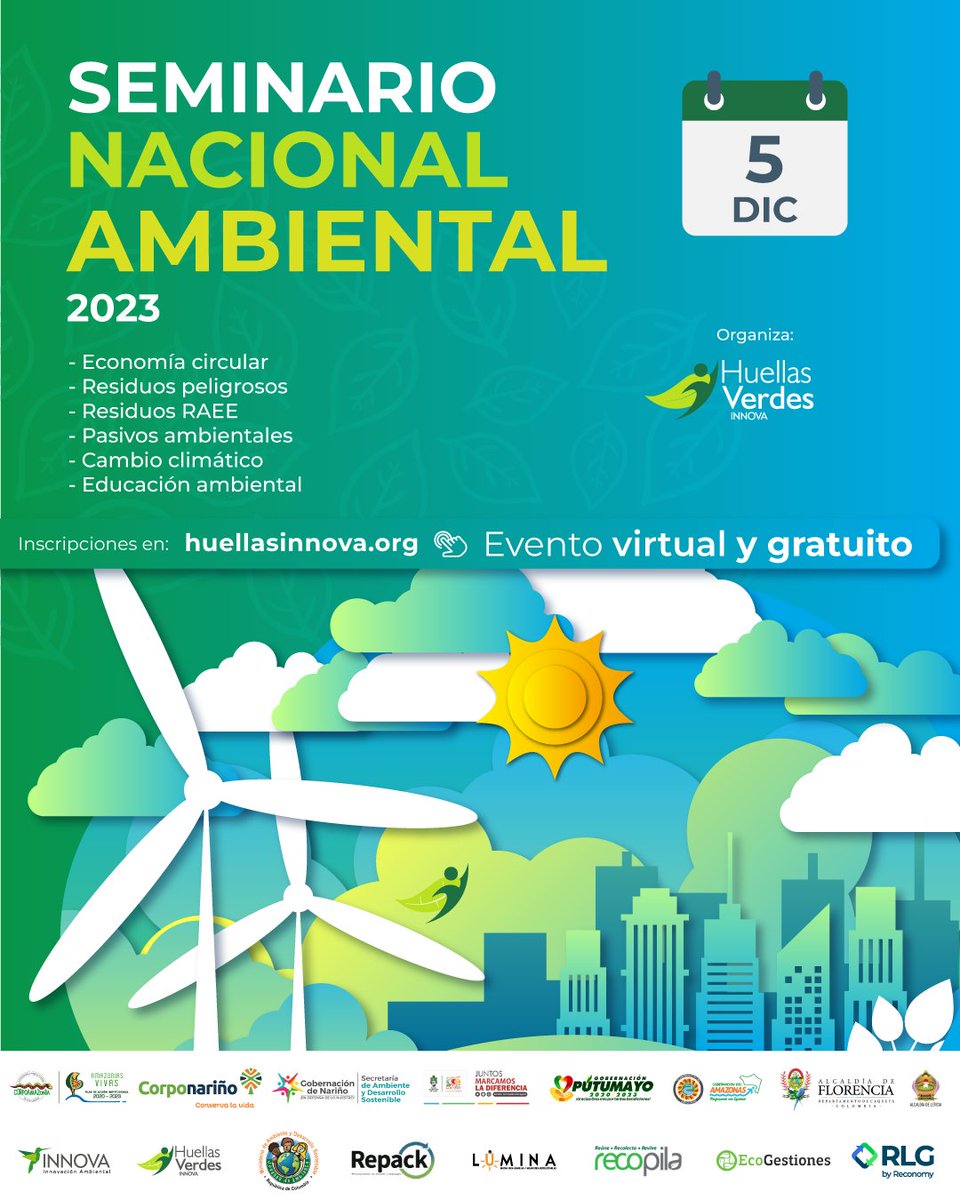 AmbienteSec's tweet photo. Listos para participar en el #SeminarioNacionalAmbiental. Este evento impulsado por la Fundación #HuellasVerdes, abordará temas como cambio climático, educación ambiental, políticas ambientales nacionales, la actualización normativa y los procesos de economía circular en el país. https://t.co/6ljHd15kYt