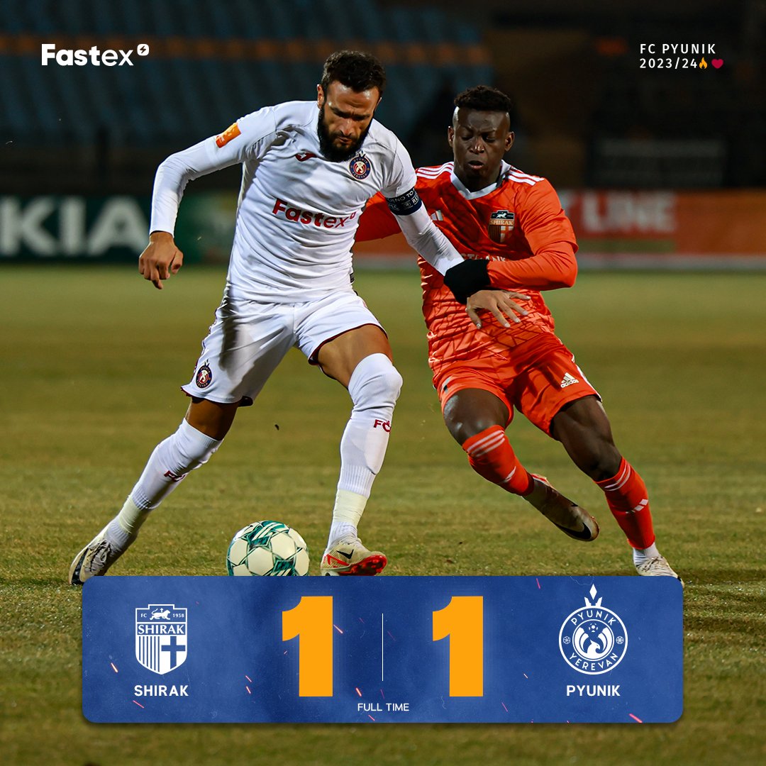 FC_Pyunik's tweet photo. Conceded in the end. The away draw
โฝ๏ฟฝ๏ฟฝ๏ฟฝ Artak Dashyan (10')
Robert Darbinyan (90+1')
#ShirakPyunik #Pyunik #gopyunik https://t.co/vrAEfhrcy7