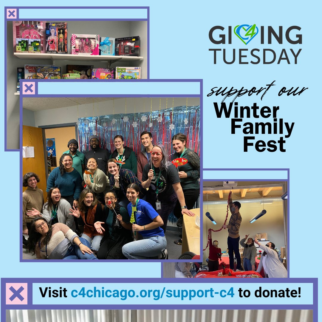 C4Chicago's tweet photo. We are excited to share that a generous supporter has agreed to match the first $1,000 in contributions made this Giving Tuesday! Contribute now at  https://t.co/7Mp4giYPrL  

#nonprofit #mentalhealth #GivingTuesday https://t.co/LqqiOIb1RB