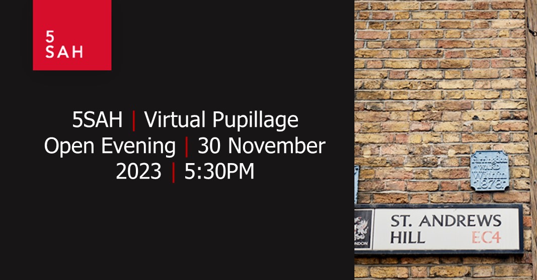 Join us for our Pupillage Open Evening on Thursday 30 November 2023 at 5:30 pm. The event will be online on Zoom. This year we are pleased to be offering four 12-month pupillages: two crime and two family. Register in advance here: bit.ly/5SAHPupillage2… #pupillage