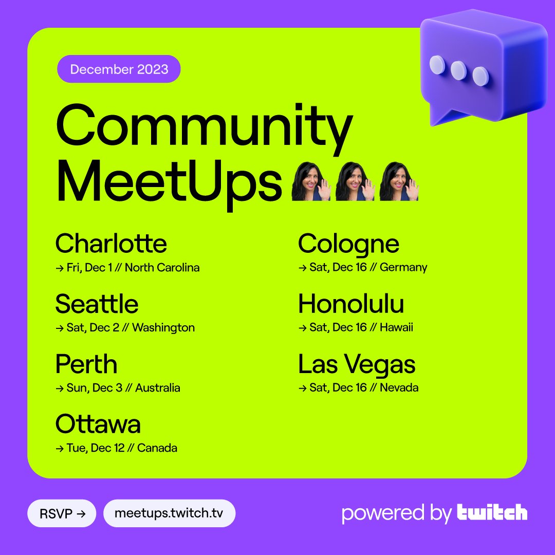 Celebrate the end of the year with your besties… and soon to be besties this December.

Network, jump into Q&amp;As, connect with Unity Guild members, and more at MeetUps, powered by Twitch.

Check out an event near you, hosted by the community, for the community.