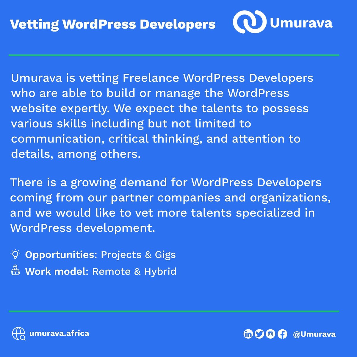🚨We're vetting Freelance WordPress Developers🚨

We're looking for freelance #WordPressdevelopers able to build or manage WordPress websites. They'll be matched with projects & gigs from our partner companies. Are you Qualified? Apply here:forms.gle/p8eKnPsx8uC8kc…