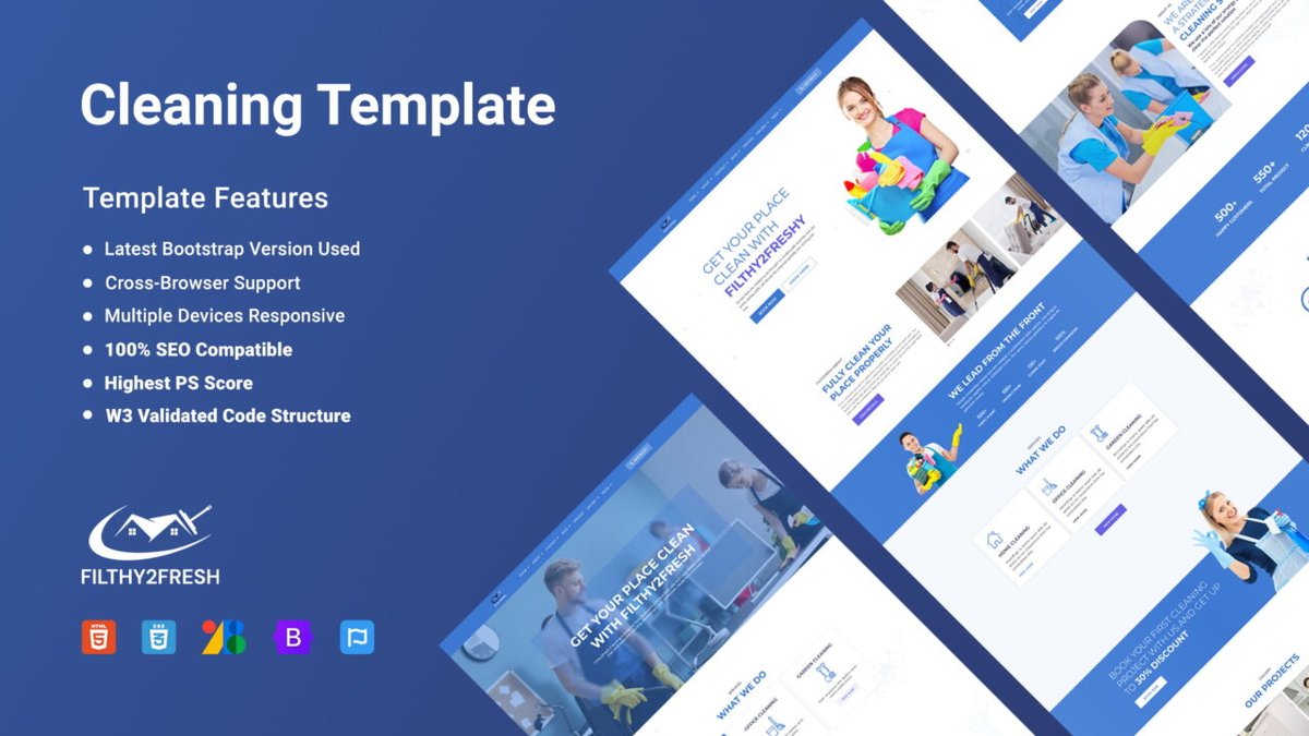 DesignToCodes's tweet photo. Dirt-Free Digital Design, our Filthy2Fresh Website Template is the perfect foundation for a spotless online representation of your cleaning business.

Get Filthy2Fresh now👉https://t.co/Ba2tjGitrQ
#Filthy2Fresh #Bootstrap
#Template #DesignToCodes #D2C https://t.co/wihUV6ezuF