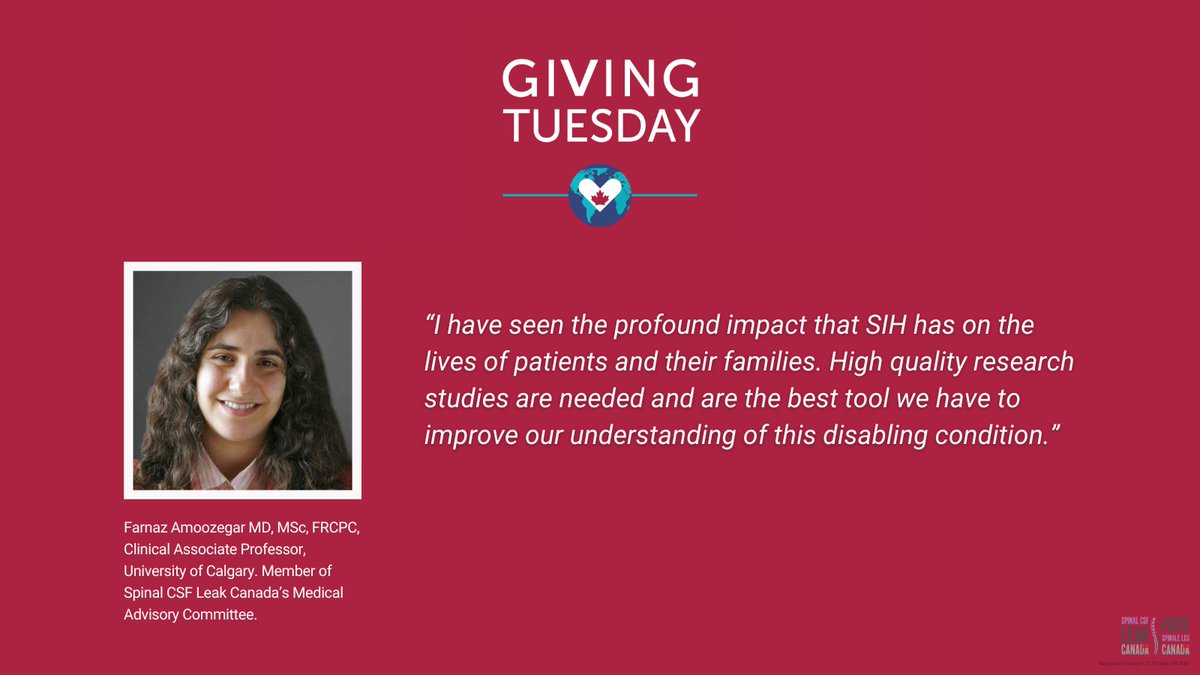 SpinalCSFCanada's tweet photo. #GivingTuesday2023 #spinalcsfleaks #SIH https://t.co/orKA0pitX2