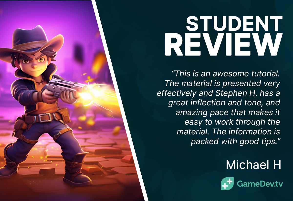 GameDevTV's tweet image. ๐ Thank you, Michael, for your kind words! ๐ If you're eager to craft games that are not just engaging but also feel incredibly fun to play, check out our latest course! ๐ฎ๐
Dive in here ๐ gamedev.tv/p/unity-game-fโฆ
#GameDev #UnityCourse #Unity2D #IndieDev #NewCourse
