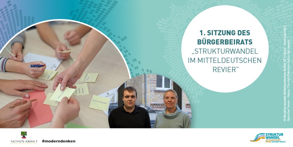 Wandel_LSA's tweet photo. 💬 1. Sitzung des Bürgerbeirats „Strukturwandel im Mitteldeutschen Revier“ mit anschließender Wahl des Sprechers &amp; der Sprecherin. Zum #Bürgerbeirat werden 20 Personen aus dem #Revier zu 4 jährlichen Sitzungen zusammenkommen. 👉 https://t.co/vbJ5RPWigG
#STimwandel #moderndenken https://t.co/ckRxOcrsM2