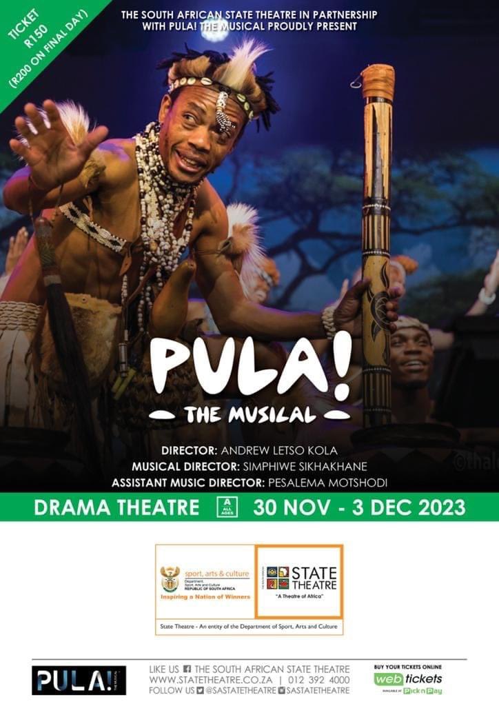 BOTSA_Pretoria's tweet photo. Pula! The Musical is a Botswana Grown theatrical  phenomenon that proudly showcases Botswana's rich culture.
Pula The Musical has been given the incredible opportunity to perform at the prestigious State Theatre in Pretoria, South Africa from 30th Nov to 3rd Dec 2023. https://t.co/gMLLAuhiMO
