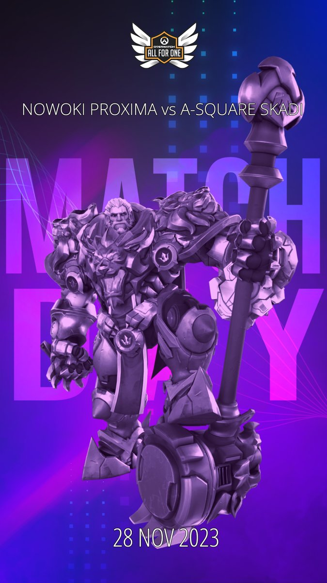 Jour de match pour nos Nowoki Proxima ce soir lors de l'AFO #OAFO7 <a href="/PlayAllForOneFR/">Overwatch AllForOne France</a> ! 🎉🎉
On les retrouvera face aux <a href="/TeamASquare/">A-Square 🐦‍⬛</a> Skadi à 21h⚔️

Malheureusement pas de stream ce soir.